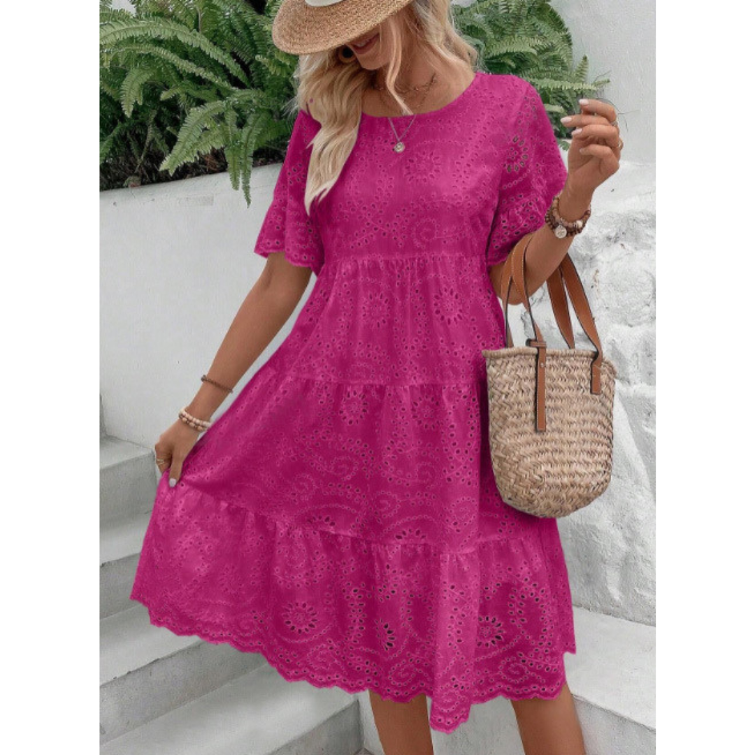 RAEMI – Elegant Round Neck Boho Summer Dress