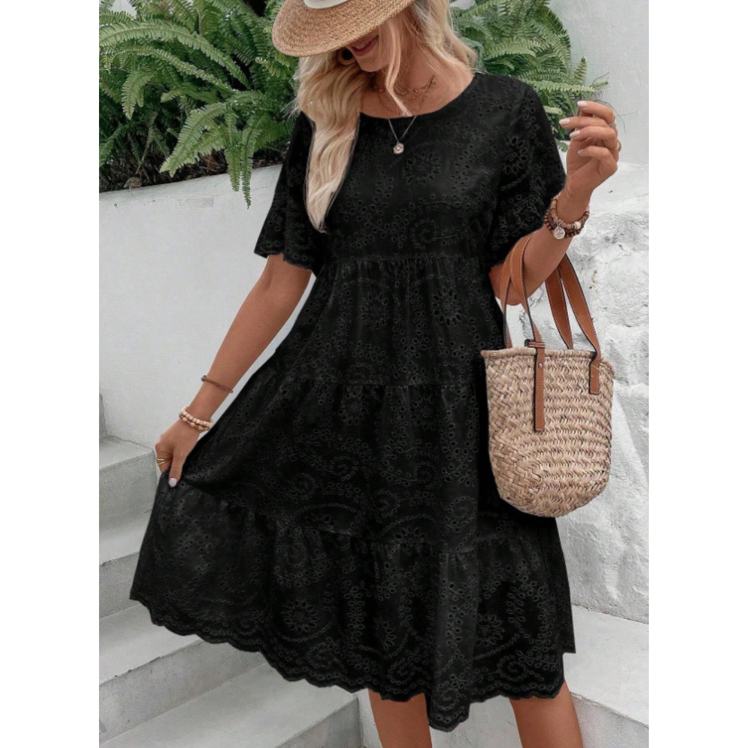 RAEMI – Elegant Round Neck Boho Summer Dress