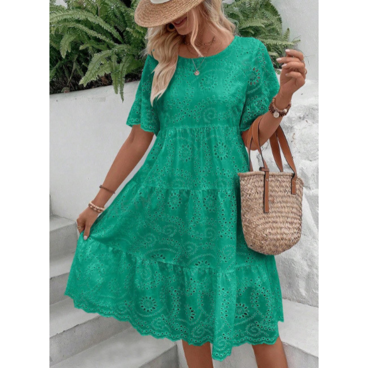 RAEMI – Elegant Round Neck Boho Summer Dress