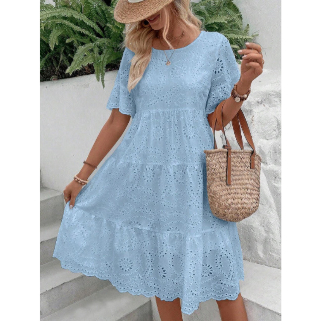 RAEMI – Elegant Round Neck Boho Summer Dress