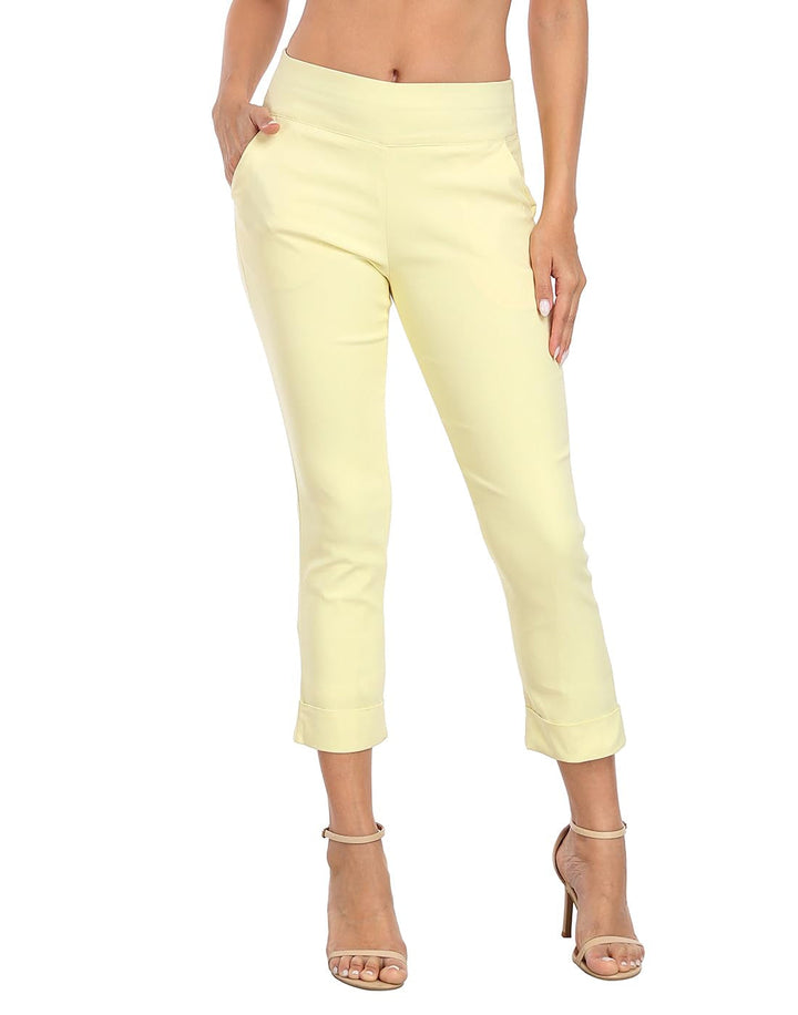 Cuffed-Hem High-Waist Tailored Cropped Pants