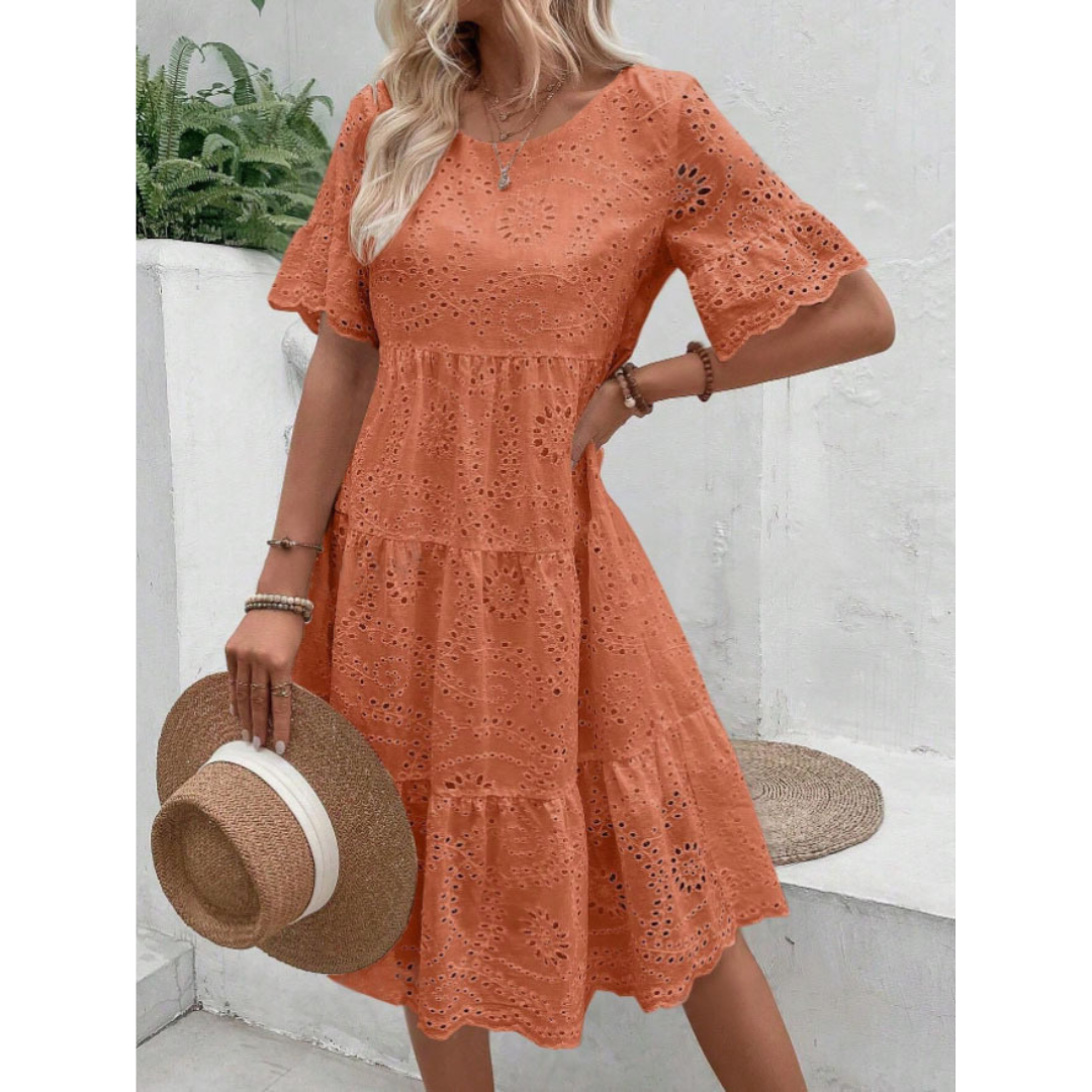 RAEMI – Elegant Round Neck Boho Summer Dress