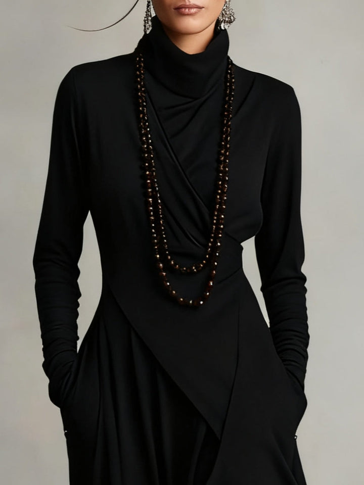 ARIELLE - Vintage Asymmetrical Turtleneck Dress