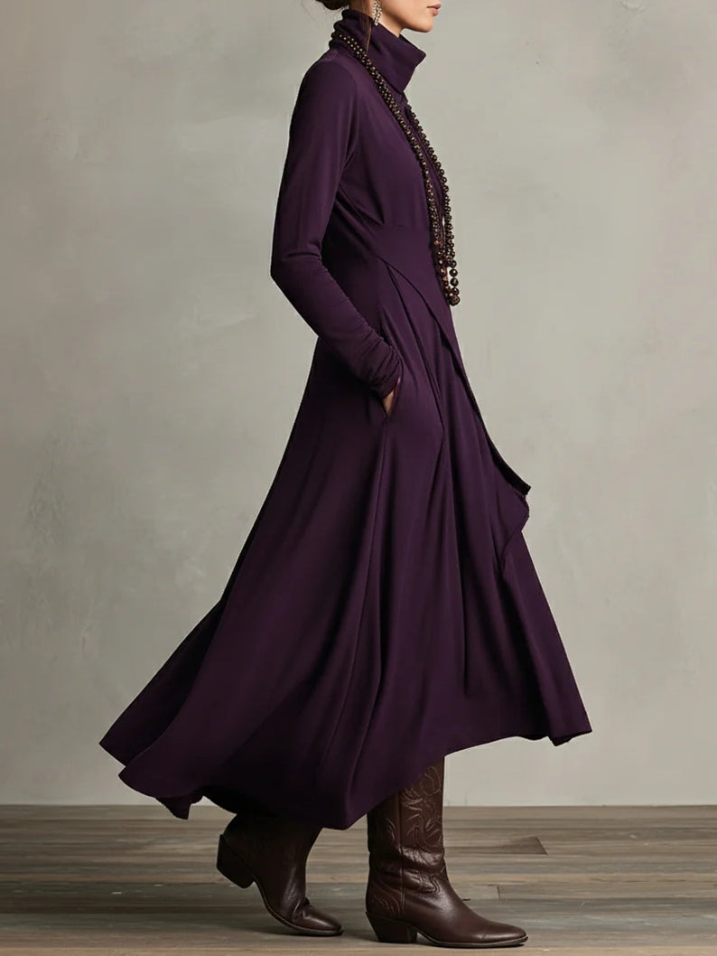 ARIELLE - Vintage Asymmetrical Turtleneck Dress