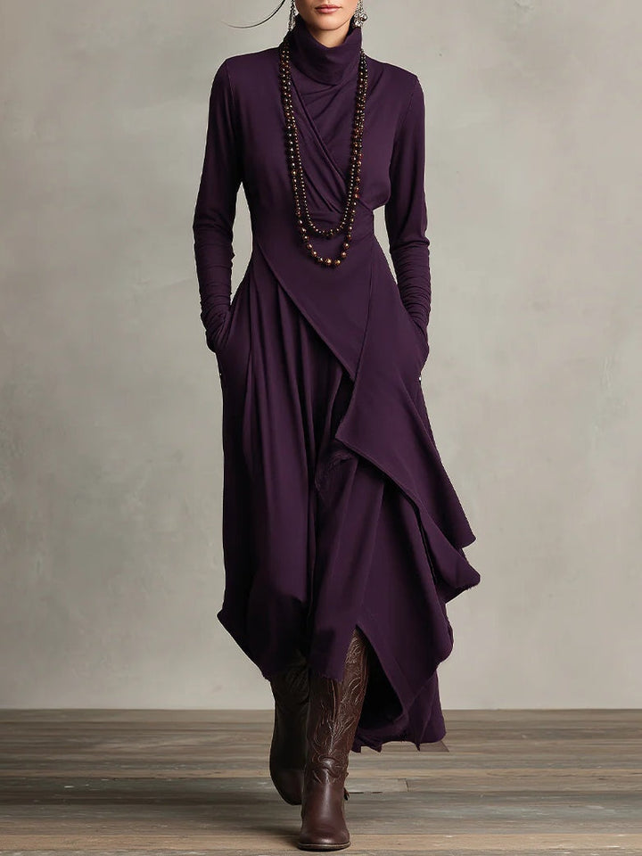 ARIELLE - Vintage Asymmetrical Turtleneck Dress