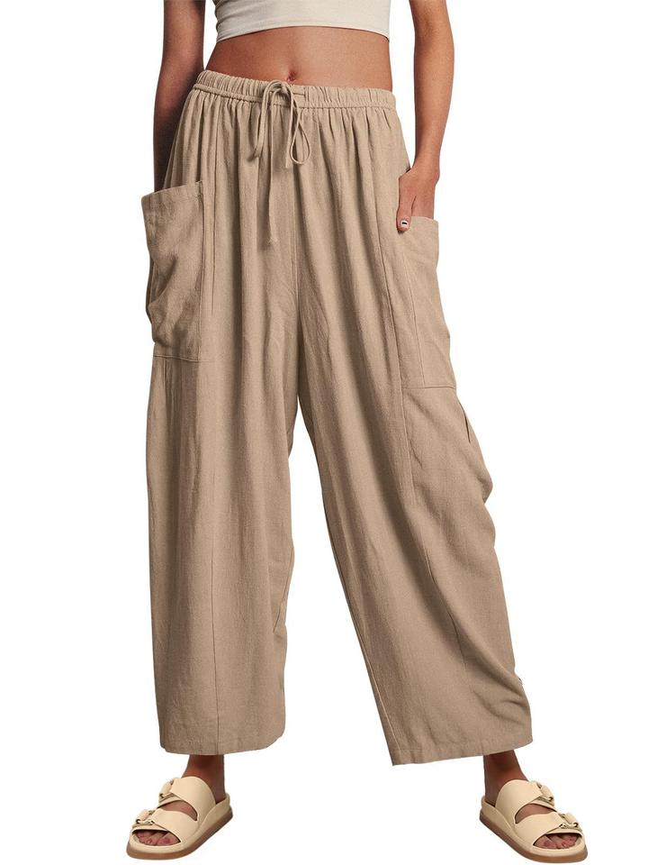 Casual High-Waist Wide-Leg Pants