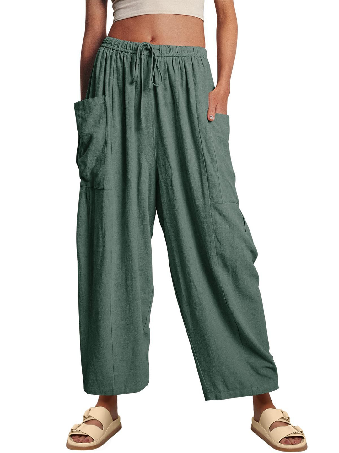 Casual High-Waist Wide-Leg Pants