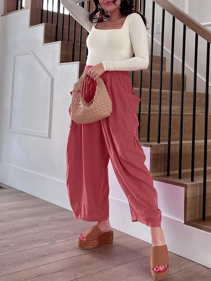 Casual High-Waist Wide-Leg Pants