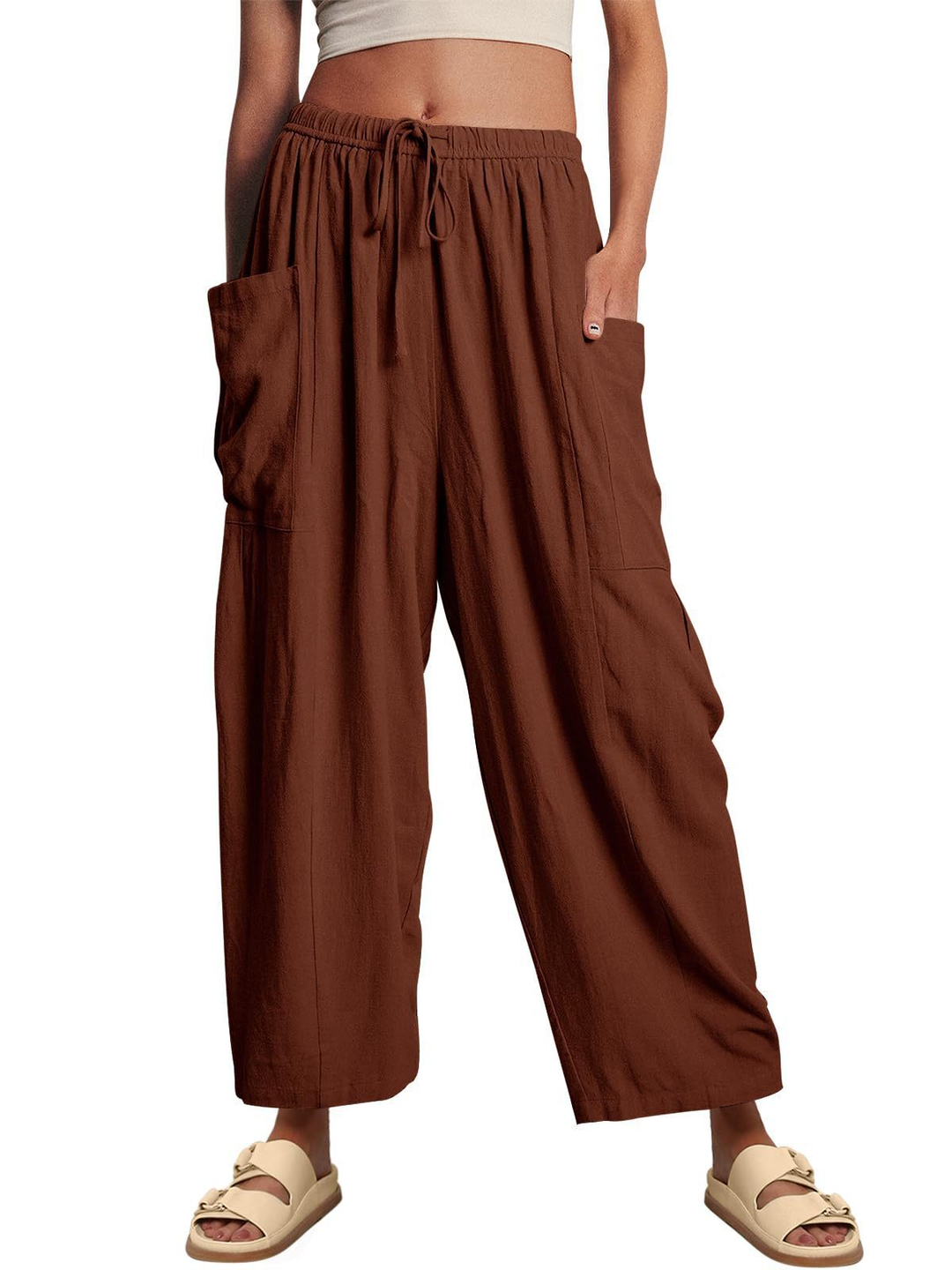 Casual High-Waist Wide-Leg Pants